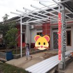 Hasil Pemasangan Kanopi Baja Ringan Atap Alderon Sunpanel Super Elegan Plus Cat Putih di Sumber Jaya Residence Tambun Bekasi