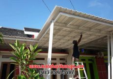 Hasil Pemasangan Kanopi Baja Ringan Atap Alderon Sunpanel Super Elegan Plus Cat Putih di Sumber Jaya Residence Tambun Bekasi