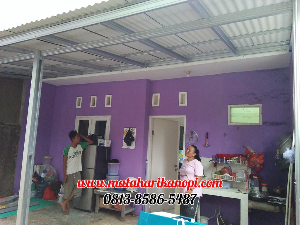 Hasil Pemasangan Kanopi Baja Ringan Atap Evo Gold Ekonomis di Permata Cimanggis Depok