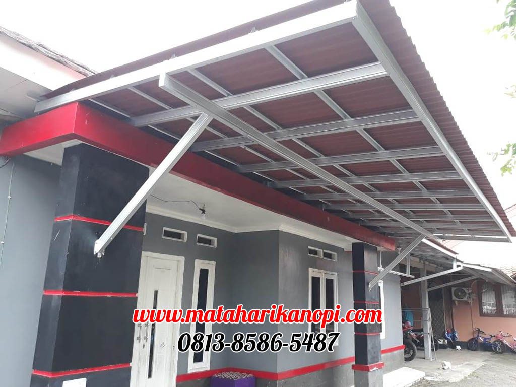 Hasil Pemasangan Kanopi Baja Ringan Atap Go Green Merah Standar di Pabuaran Cibinong