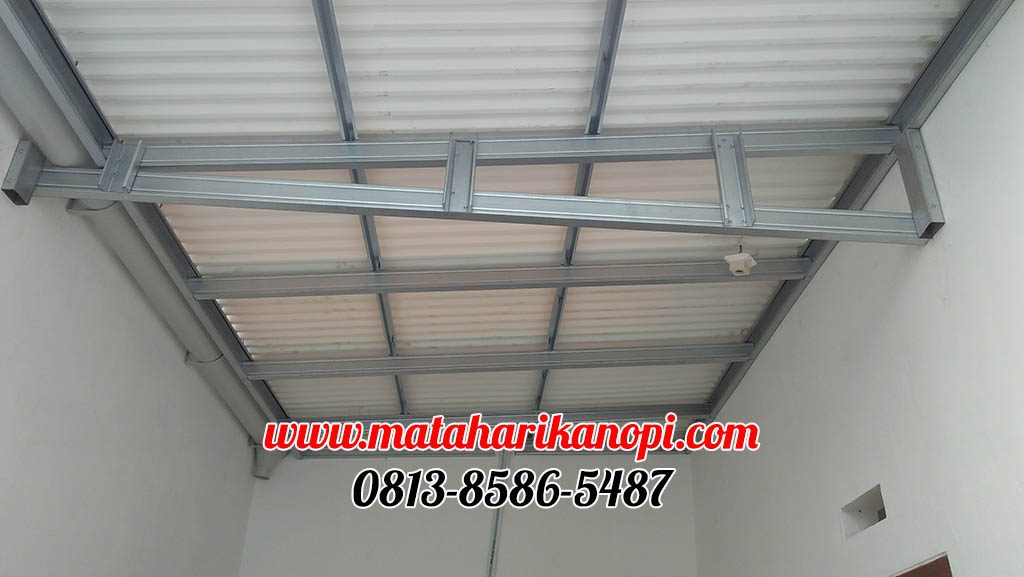 Hasil Pemasangan Kanopi Baja Ringan Atap Alderon RS mix Solartuff di Cipayung, Cibubur, Jakarta Timur