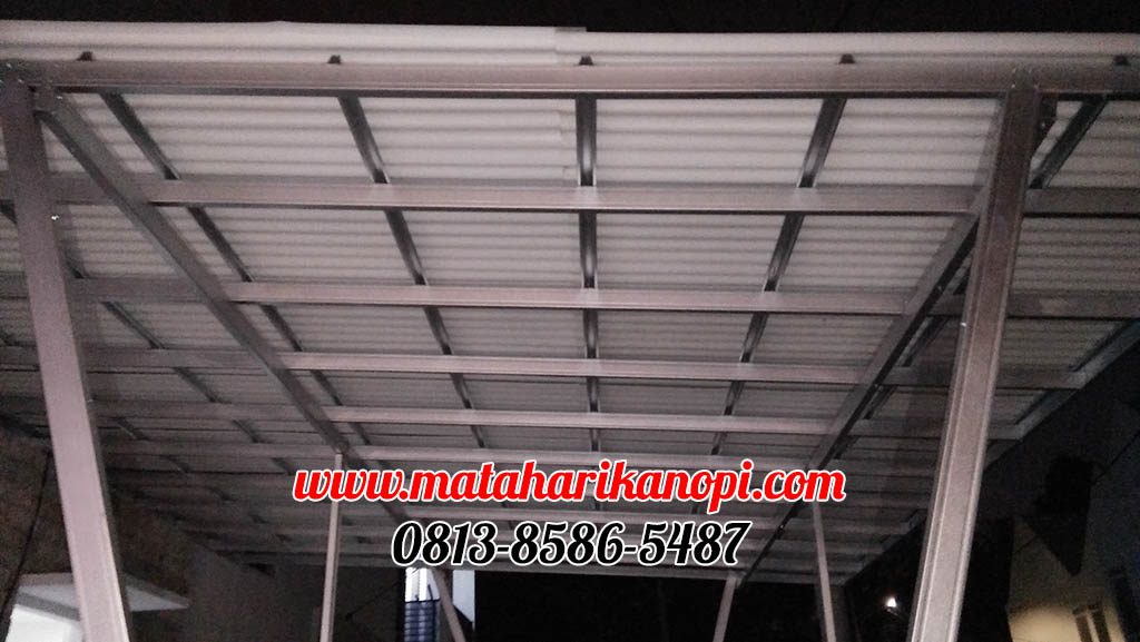 Hasil Pemasangan Kanopi Baja Ringan Atap Evo Gold di Perum Shafa Town House, Cikaret, Ciomas, Bogor