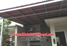 Hasil Pemasangan Kanopi Baja Ringan Atap Go Green Merah Standar di Hans Residence, Jl. Paraji, Cilodong, Depok