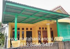 Hasil Pemasangan Kanopi Baja Ringan Atap Go Hijau Merah Type Standar + Cat Hijau, di Jl. Sampit 3, No.99, Depok 2 Timur