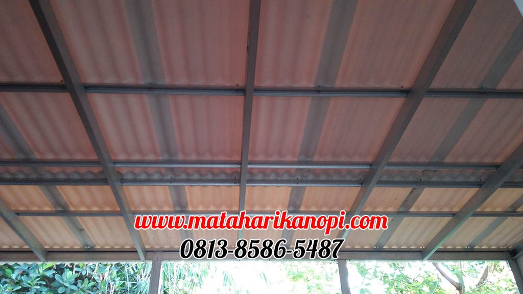 Hasil Pemasangan Kanopi Baja Ringan Atap Alderon RS, di Perum Shafa Town House, Jl. Raden Kosasih, Cikaret, Ciomas, Bogor
