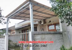 Hasil Pemasangan Kanopi Baja Ringan Murah Atap Alderon RS Type Standar di Jl. Nurmainah, Cikumpa, Sukmajaya, Depok