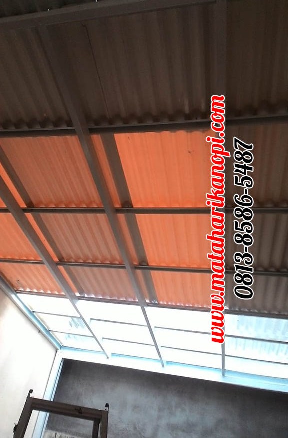 Hasil Pemasangan Kanopi Baja Ringan Atap Alderon RS mix Solartuff di Perum Bukit Golf, Blok EE9 No.5, Cibubur, Jakarta Timur