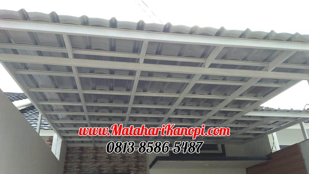Hasil Pemasangan Kanopi Baja Ringan Atap Spandek Super Elegan Plus Cat Putih di Mulya Residence 6 Blok C3 Sukmajaya Depok