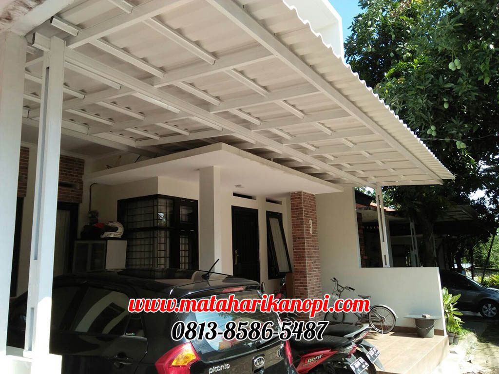 Hasil Pemasangan Kanopi Baja Ringan Murah Atap Alderon Sunpanel di Kelapa Dua Green Residence, Cimanggis, Depok