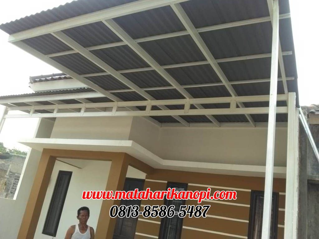 Hasil Pemasangan Kanopi Baja Ringan Atap Go Green Abu-abu Elegan di Green Village Residence, Kalimulya, Cilodong, Depok