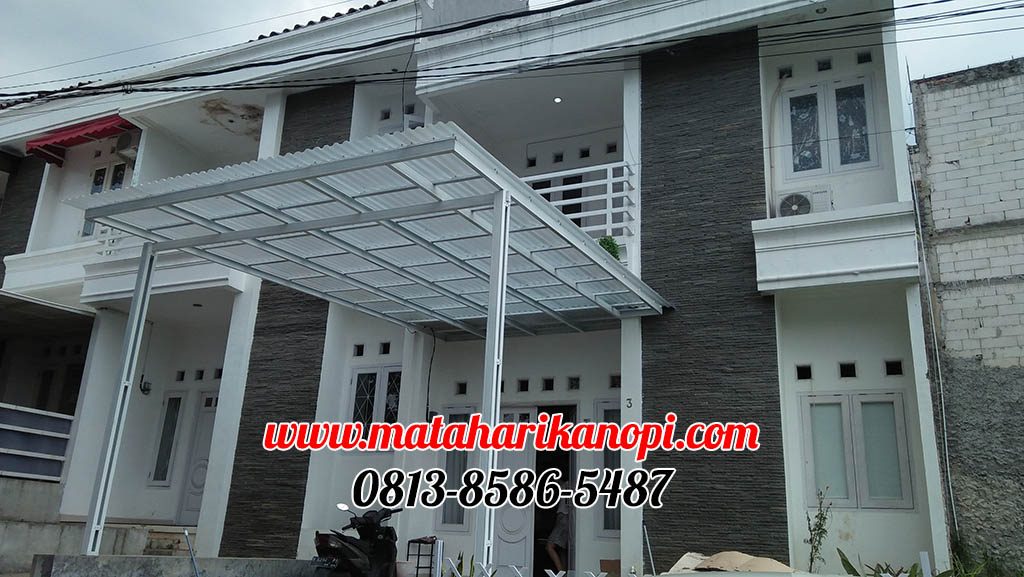 Hasil Pemasangan Kanopi Baja Ringan Atap Solartuff (Serenity) Clear Emboss di Margo Residence 2 Cikumpa Sukmajaya Depok