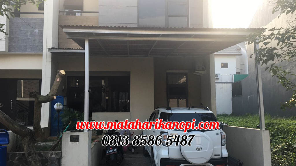 Hasil Pemasangan Kanopi Baja Ringan Atap Go Green Merah Type Ekonomis di Perum Cibubur Residence (Cires)