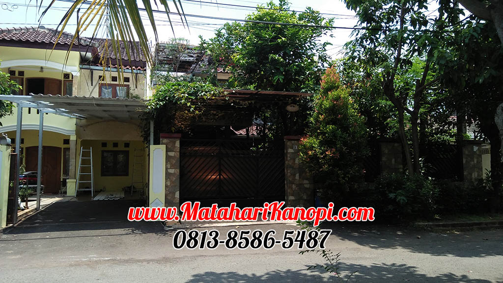 Hasil Pemasangan Kanopi Baja Ringan Atap Alderon Sunpanel Super Elegan di Proklamasi Depok
