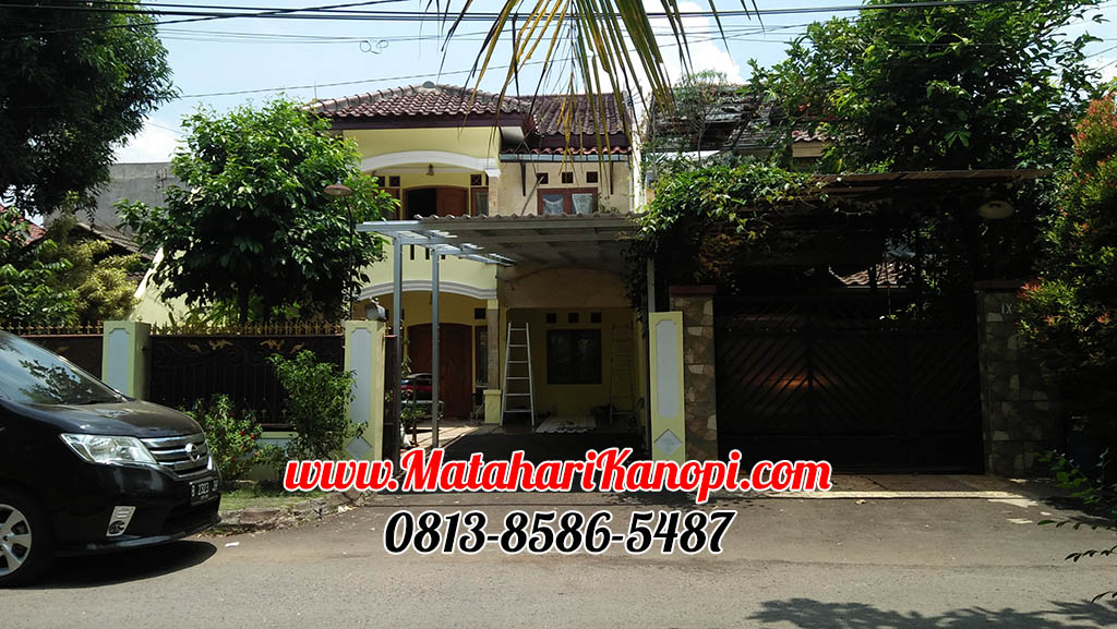 Hasil Pemasangan Kanopi Baja Ringan Atap Alderon Sunpanel Super Elegan di Proklamasi Depok