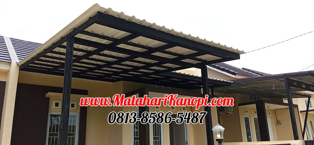 Hasil Pemasangan Kanopi Baja Ringan Atap Alderon Sunpanel Super Elegan Plus Cat Hitam di Pondok Rajeg Residence Blok C5 04
