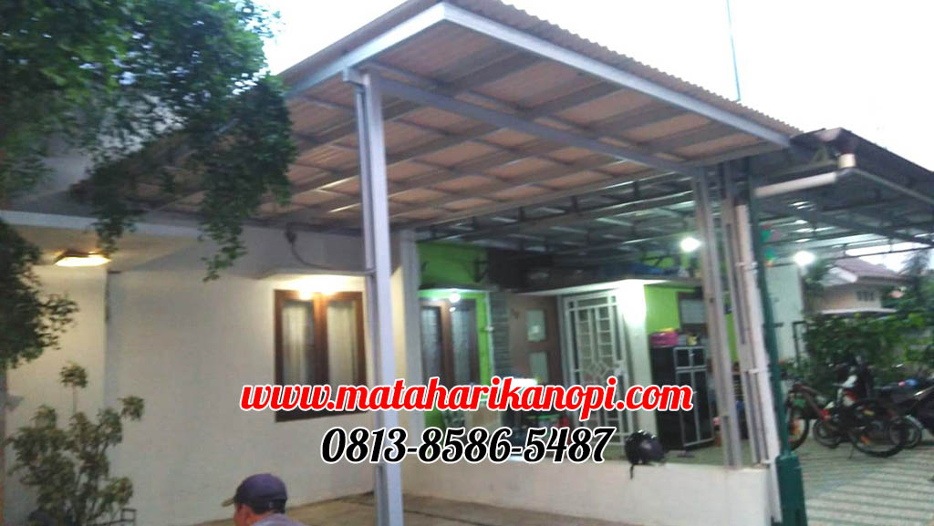 Hasil Pemasangan Kanopi Baja Ringan Atap Alderon RS Paket Ekonomis di Cluster Lavinia Residence Sawangan Depok