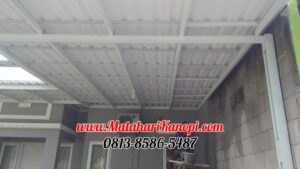 Hasil Pemasangan Kanopi Baja Ringan Atap Alderon Sunpanel Elegan Plus Cat Putih di Teras Country Tonjong