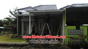 Hasil Pemasangan Kanopi Baja Ringan Atap Alderon Sunpanel Elegan Plus Cat Putih di Teras Country Tonjong