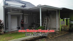 Hasil Pemasangan Kanopi Baja Ringan Atap Alderon Sunpanel Elegan Plus Cat Putih di Teras Country Tonjong