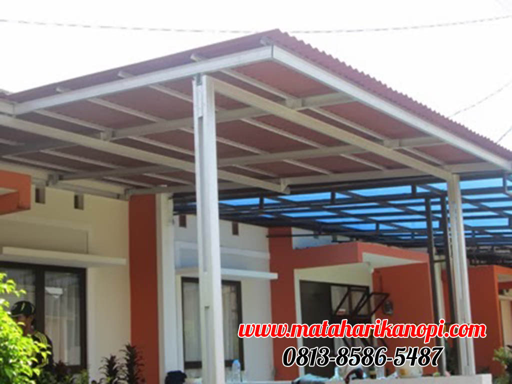 Hasil Pemasangan Kanopi Baja Ringan Atap Go Green Merah di Depok 2 Timur