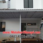 Hasil Pemasangan Kanopi Baja Ringan Atap Alderon Sunpanel Super Elegan Plus Cat Putih di Pesona Sawangan Residence Cluster Citronela