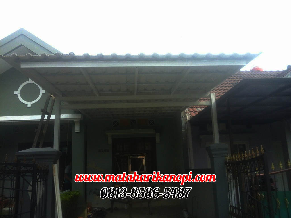 Hasil Pemasangan Kanopi Baja Ringan Murah Atap Alderon Sunpanel Elegan Plus Cat Putih di Komplek Limus Pratama, Blok E3 No.1, Cileungsi, Bogor