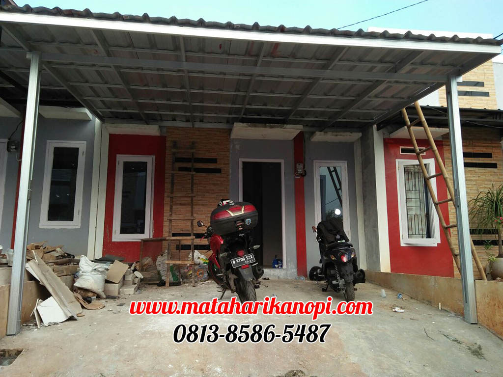 Hasil Pemasangan Kanopi Baja Ringan Atap Spandek Elegan di Perum Griya Sehati Pabuaran, Cibinong, Bogor