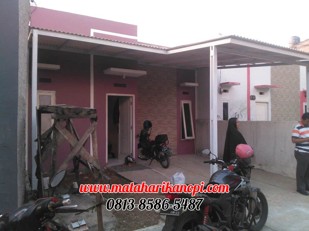 Hasil Pemasangan Kanopi Baja Ringan Atap Alderon RS Standar Plus Cat Putih di Perum Griya Sehati Kalimulya Depok