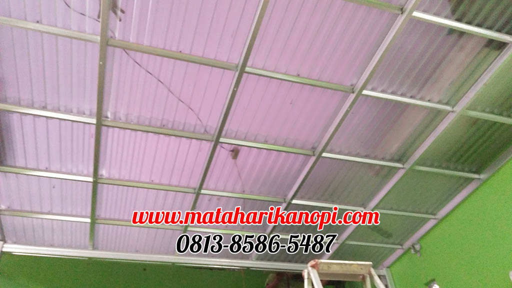 Hasil Pemasangan Kanopi Baja Ringan Atap Solartuff Serenity Type Super Elegan di Taman Kenari Nusantara, Cibubur, Cileungsi, Bogor