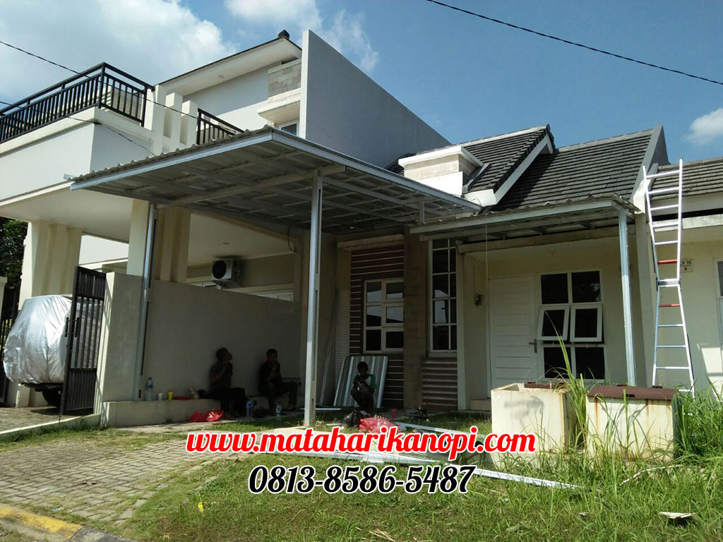 Hasil Pemasangan Kanopi Baja Ringan Atap Spandek Elegan di Cibubur Country