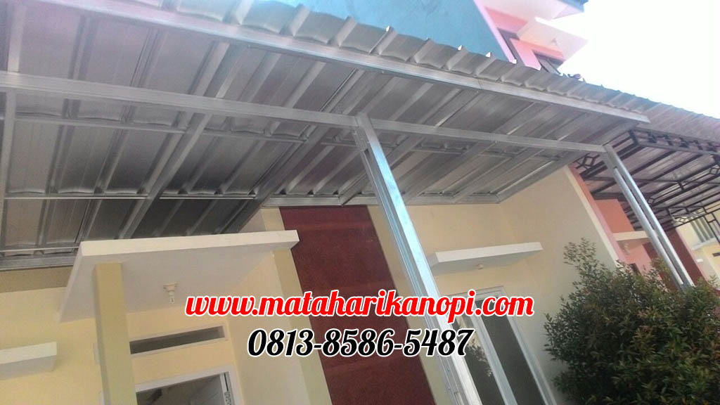 Hasil Pemasangan Kanopi Baja Ringan Atap Spandek Standar di Griya Aviva, Jl. Pangrango 4, Sukahati, Cibinong, Bogor