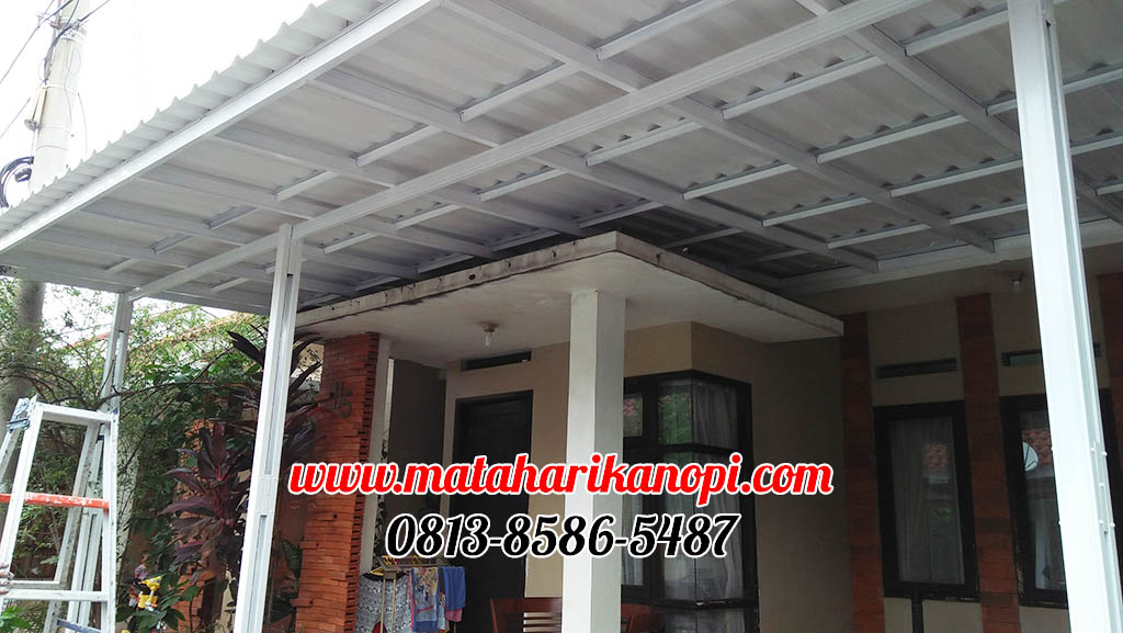 Hasil Pemasangan Kanopi Baja Ringan Atap Alderon Super Elegan di Perum Cimanggis Green Residence, Blok H.5, Cimanggis, Depok