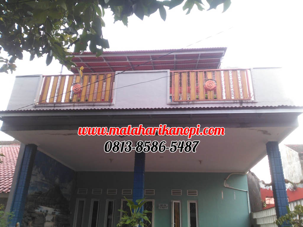 Hasil Pemasangan Kanopi Baja Ringan Atap Go Green Merah Paket Standar di Perum Limus Pratama, Cileungsi, Bogor