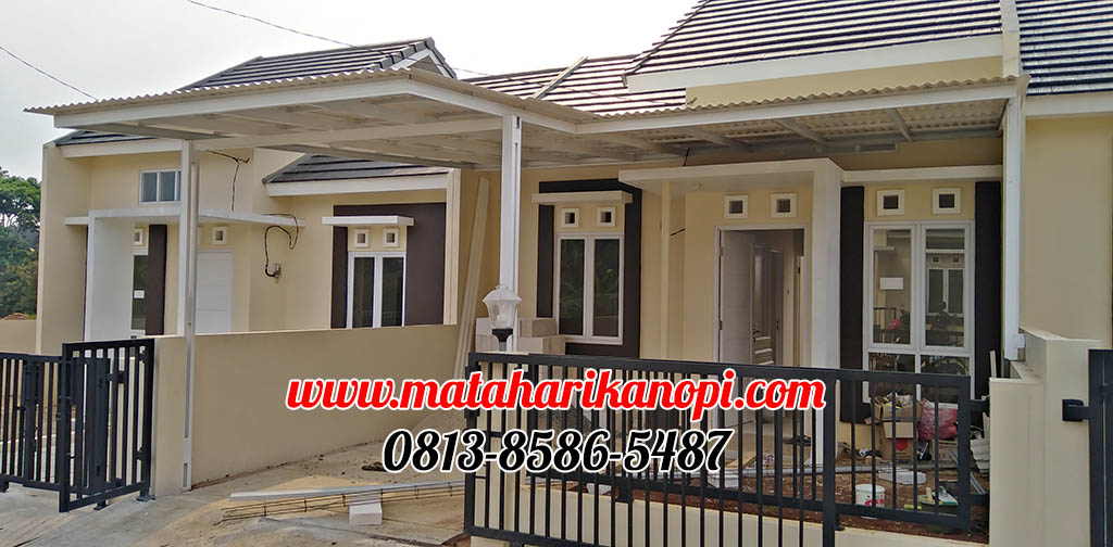 Hasil Pemasangan Kanopi Baja Ringan Atap Alderon RS Super Elegan Plus Cat Putih di Pondok Rajeg Residence