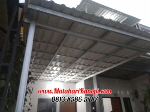 Hasil Pemasangan Kanopi Baja Ringan Atap Alderon Putih Standar di Perum Delivina Citayem Depok