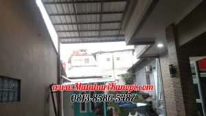 Hasil Pemasangan Kanopi Baja Ringan Atap Alderon Sunpanel Super Elegan Plus Cat Coklat di An-Nizhomiyah Cilodong Depok