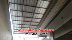 Hasil Pemasangan Kanopi Baja Ringan Atap Alderon Sunpanel Super Elegan Plus Cat Coklat di An-Nizhomiyah Cilodong Depok