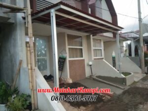 Hasil Pemasangan Kanopi Baja Ringan Atap Go Green Merah Standar di Perum DMarco Residence Cluster Syafii Cilodong Depok