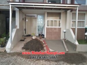 Hasil Pemasangan Kanopi Baja Ringan Atap Go Green Merah Standar di Perum DMarco Residence Cluster Syafii Cilodong Depok