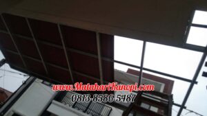 Hasil Pemasangan Kanopi Baja Ringan Atap Go Green Merah Standar di Perum DMarco Residence Cluster Syafii Cilodong Depok
