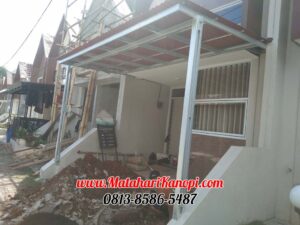 Hasil Pemasangan Kanopi Baja Ringan Atap Go Green Merah Standar di Perum DMarco Residence Cluster Syafii Cilodong Depok