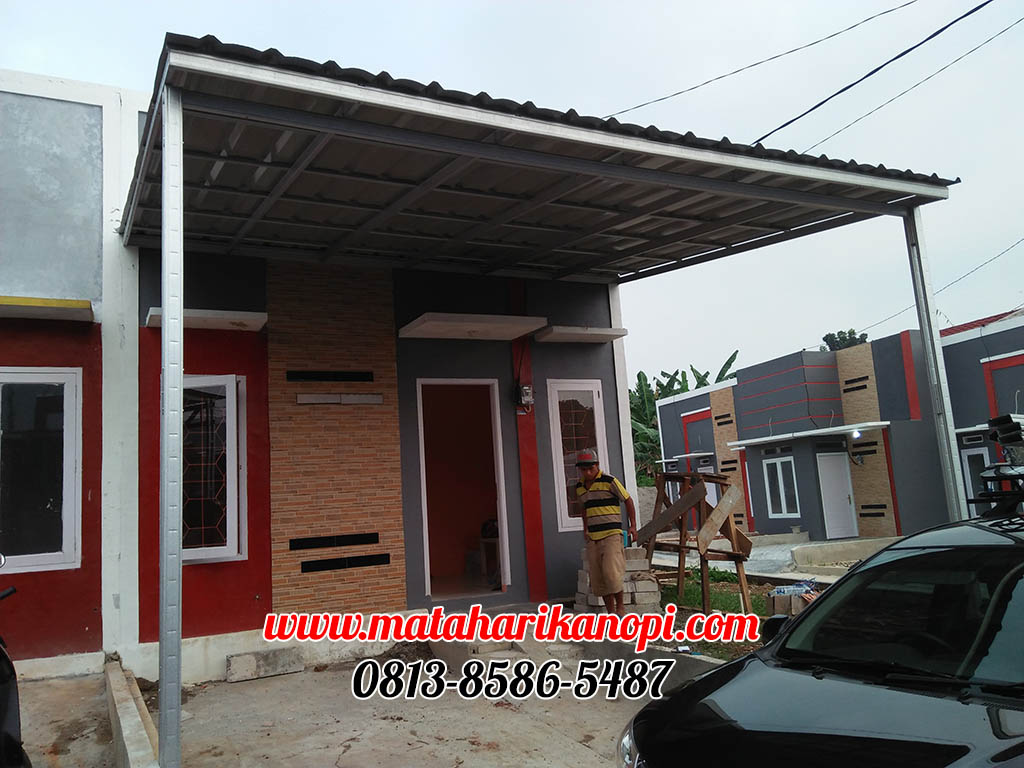Hasil Pemasangan Kanopi Baja Ringan Atap Spandek Elegan di Perum Griya Sehati Pabuaran Blok C.8, Cibinong, Bogor