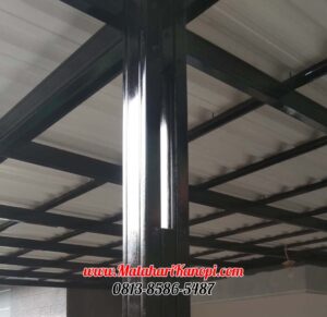 Hasil Pemasangan Kanopi Baja Ringan Atap Alderon Sunpanel Elegan Plus Cat Hitam di Margonda Depok