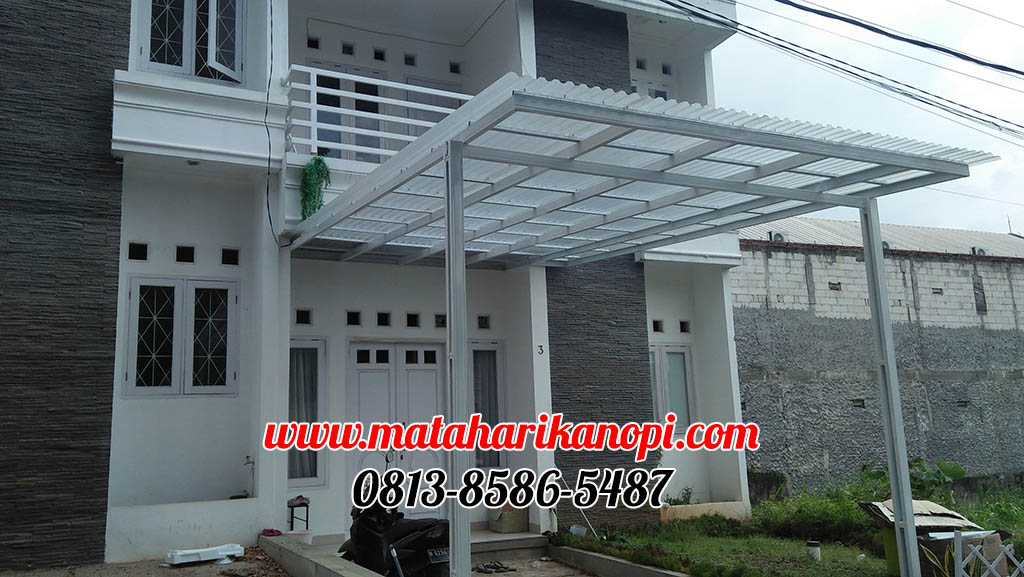 Hasil Pemasangan Kanopi Baja Ringan Atap Solartuff Serenity Clear Emboss di Margo Residence 2 Cikumpa Sukmajaya Depok