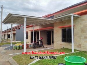 Hasil Pemasangan Kanopi Baja Ringan Atap Alderon RS Super Elegan Plus Cat Putih di Citayem