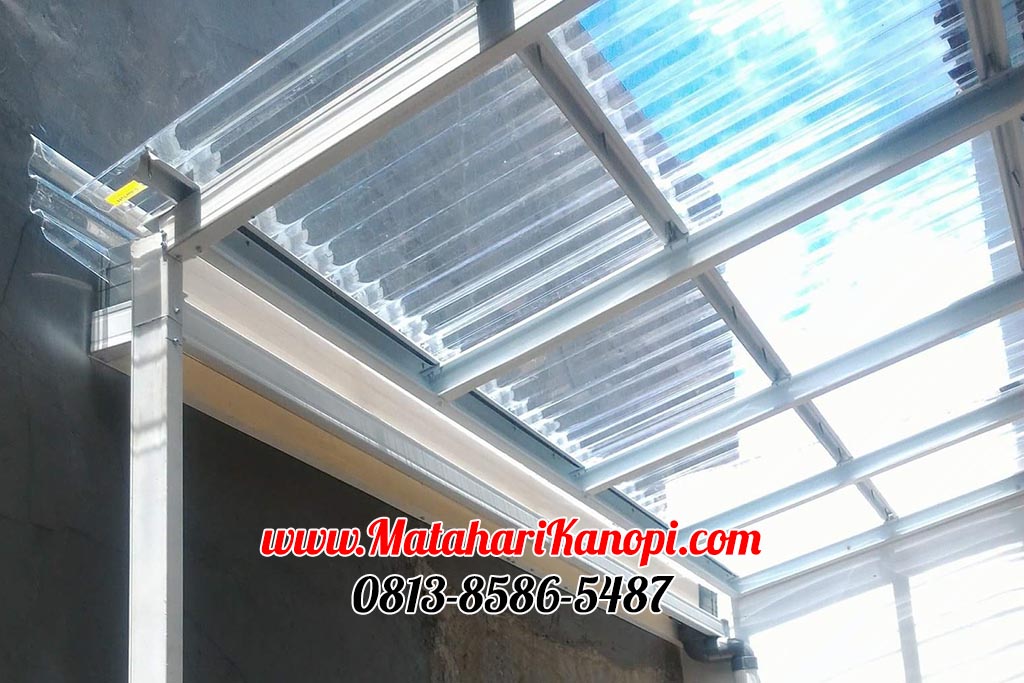 Hasil Pemasangan Kanopi Baja Ringan Atap Solartuff Clear Ekonomis di Grand Depok City