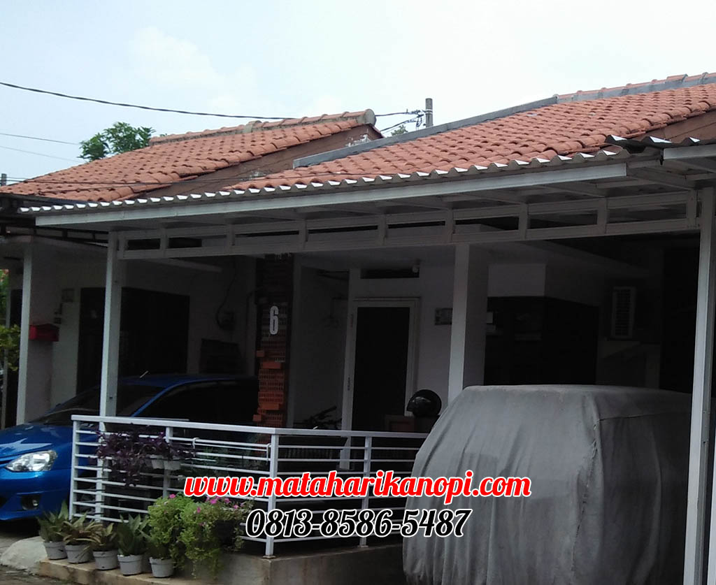 Hasil Pemasangan Kanopi Baja Ringan Atap Spandek Super Elegan Plus Cat Putih di Kelapa 2 Depok