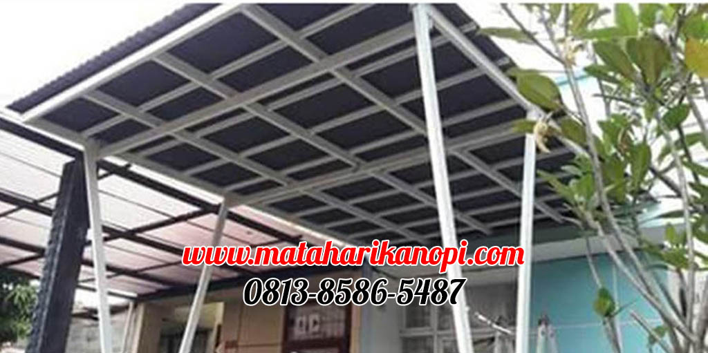 Hasil Pemasangan Kanopi Baja Ringan Atap Go Green Abu-abu Super Elegan V Plus Cat Putih di Grand Depok City