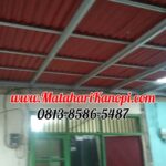 Hasil Pemasangan Kanopi Baja Ringan Atap Go Green Merah Ekonomis di Kelapa Dua Depok