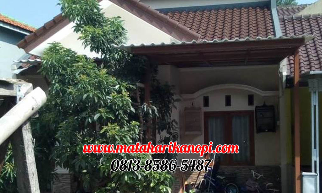 Hasil Pemasangan Kanopi Baja Ringan Atap Alderon Putih + Cat Coklat di Perum Executive Village Tanah Baru Beji Depok